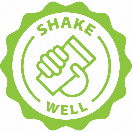 Shake well, label, badge, stamp, green, shake icon - Download on Iconfinder
