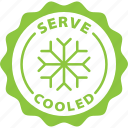 round, green, stamp, circle, serve cooled, cold, serve