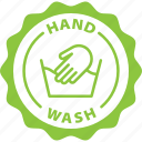 green, stamp, round, hand wash, hand, wash