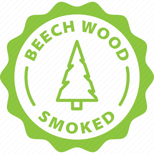 Beech, wood, smoked, label, stamp, green, beech wood smoked icon - Download on Iconfinder