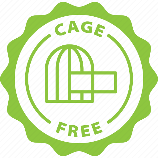 Cage, free, label, stamp, green, cage free icon - Download on Iconfinder