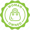 woman, owned, label, stamp, green, woman owned