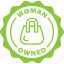 woman, owned, label, stamp, green, woman owned 