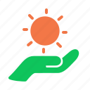 one, hand, sun