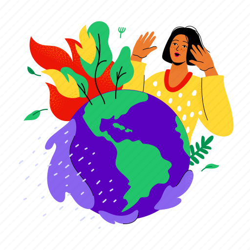 Climate change, global warming, ecology, eco, disaster, woman, environment illustration - Download on Iconfinder