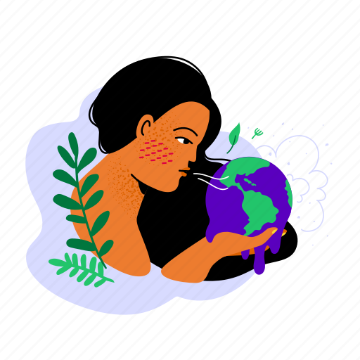 Nature, woman, planet, earth, ecology, melt, climate change illustration - Download on Iconfinder
