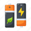 battery, cell, capacity, green energy, light bolt, eco, nature, color, electricity, leaf 
