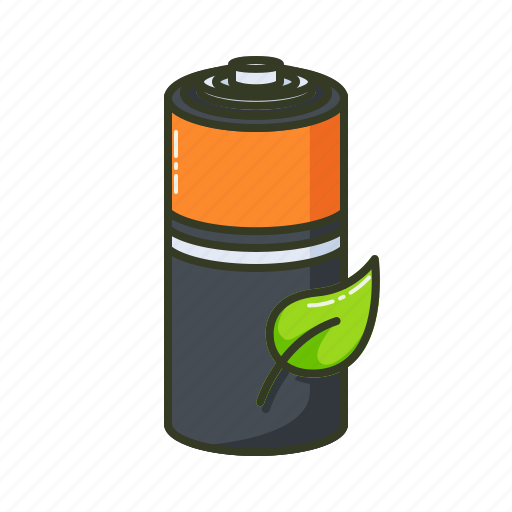 Battery, cell, electronic, rechargeable, leaf, green energy, eco icon - Download on Iconfinder