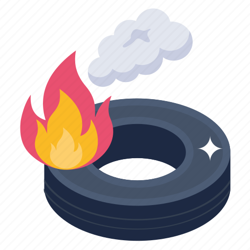 Fire, burn tyre, car tyre, environmental pollution, fire pollution icon - Download on Iconfinder