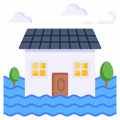 Disaster, flood, home, house, water icon - Download on Iconfinder
