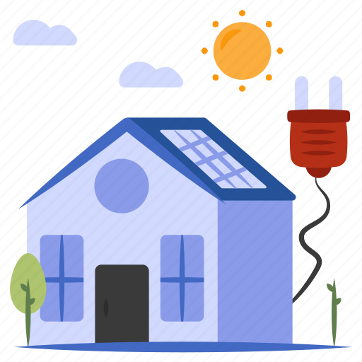 Solar home, solar house, homestead, residence, accomodation icon - Download on Iconfinder