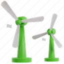 windmills, 3d illustrations, 3d icons, ecology, environment, green, eco, energy, nature 