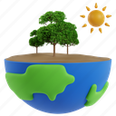 earth, tree, world, nature, 3d illustrations, 3d icon, ecology, environment, plant 