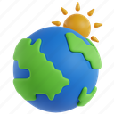 earth, sun, world, planet, globe, ecology, 3d illustrations, 3d icons, nature 