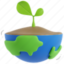 earth, plants, 3d illustrations, 3d icons, world, planet, globe, ecology, environment 