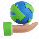 hand, earth, world, globe, global, planet, 3d illustrations, 3d icons, space 