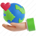 love, earth, world, planet, globe, heart, 3d illustrations, 3d icons, space 