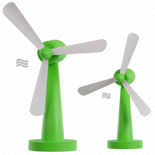 Windmills, 3d illustrations, 3d icons, ecology, environment, green, eco 3D illustration - Download on Iconfinder