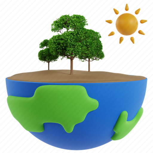 Earth, tree, world, nature, 3d illustrations, 3d icon, ecology 3D illustration - Download on Iconfinder