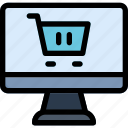 shopping, online, computer, trolley