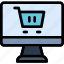 shopping, online, computer, trolley 