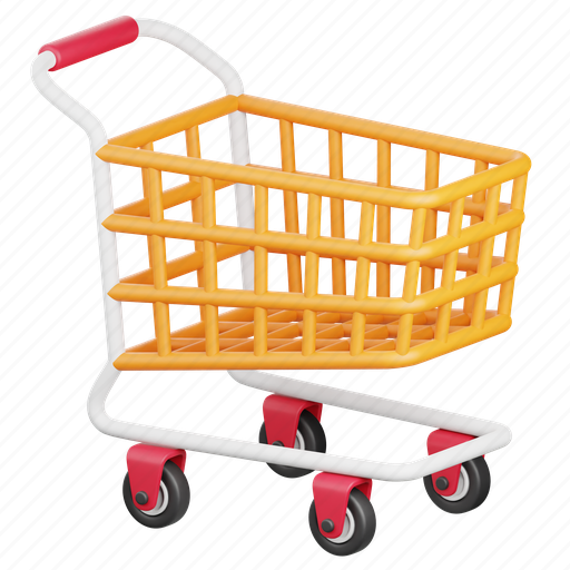Shopping, shop, supermarket, grocery, cart, basket, trolley 3D illustration - Download on Iconfinder