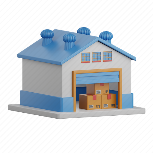 Warehouse, logistics, parcel, package, building, storehouse, storage unit 3D illustration - Download on Iconfinder