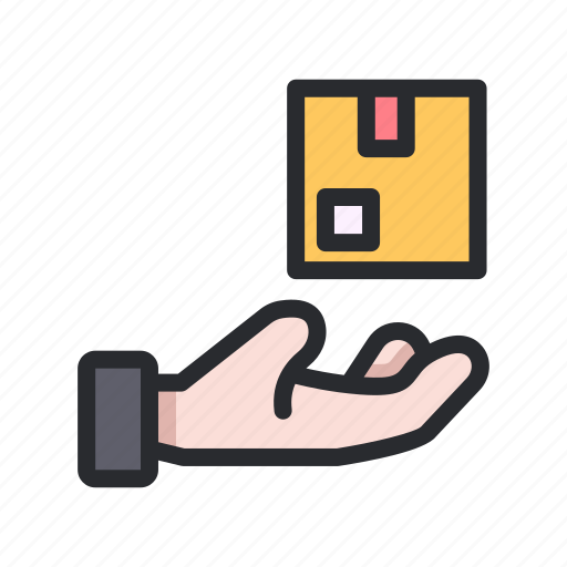 Ecommerce, shop, business, received, hand, package, box icon - Download on Iconfinder
