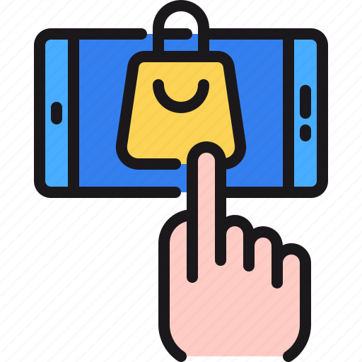 Bag, click, ecommerce, hand, shopping, smartphone icon - Download on Iconfinder