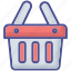 empty shop baskets, retail, shopping, shopping carts, icon set, online shopping, e-commerce, digital commerce, basket symbols 