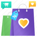 shopping bag, love handbag, valentine tote, love shopping, ecommerce
