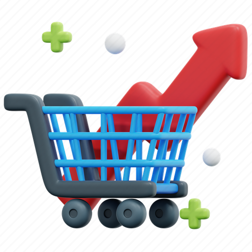 Shopping, cart, economic, crisis, economy, financial, 3d 3D illustration - Download on Iconfinder