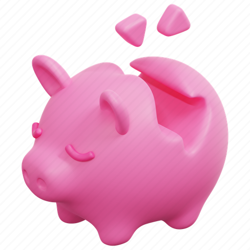 Broken, piggy, bank, crack, economic, crisis, economy 3D illustration - Download on Iconfinder