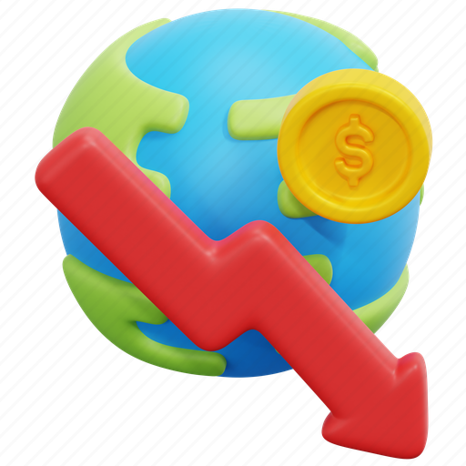 Economic, crisis, global, crash, economy, financial, 3d 3D illustration - Download on Iconfinder