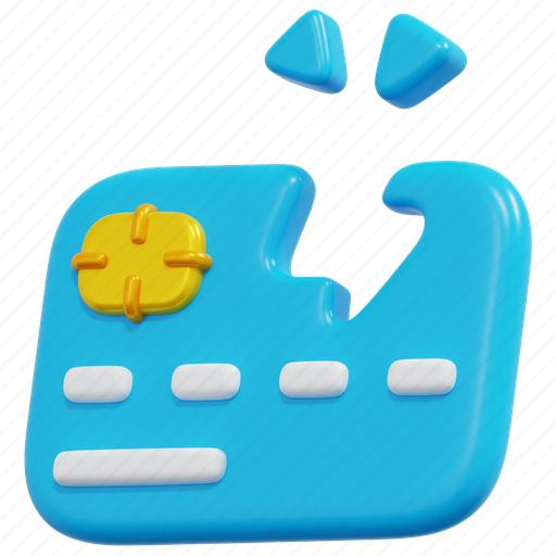 Credit, card, broken, crack, economic, crisis, economy 3D illustration - Download on Iconfinder