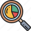 analytics, loupe, search, diagram, data, magnifying, glass 