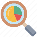 analytics, loupe, search, diagram, data, magnifying, glass