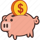 bank, dollar, money, piggy, savings, piggybank
