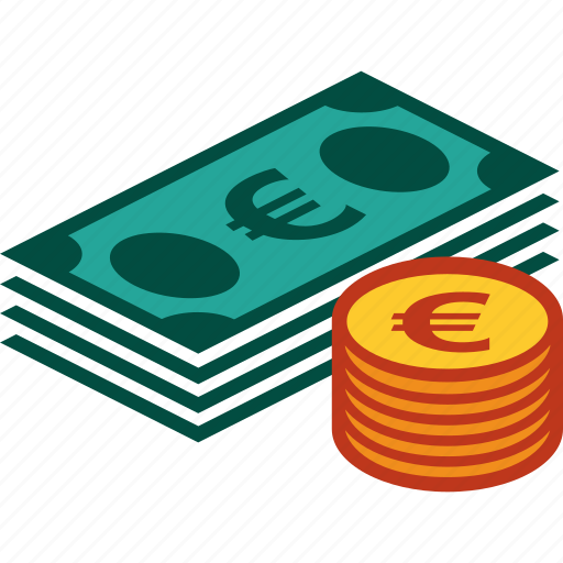 Bills, coins, currency, euro, money, stack icon - Download on Iconfinder