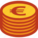 coins, currency, euro, money, stack