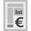 bill, charges, currency, euro, invoice, payment
