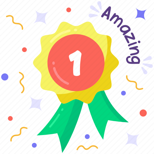1st place, 1st, award, prize, 1st prize, badge, ribbon sticker - Download on Iconfinder