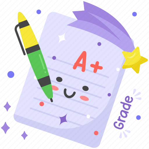 Exam, test, grade, a+, pass, study, education sticker - Download on Iconfinder