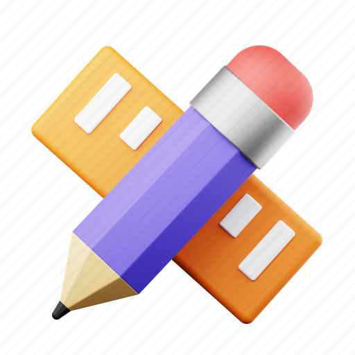 Pencil and ruler, pencil, ruler, writing, edit, tool 3D illustration - Download on Iconfinder