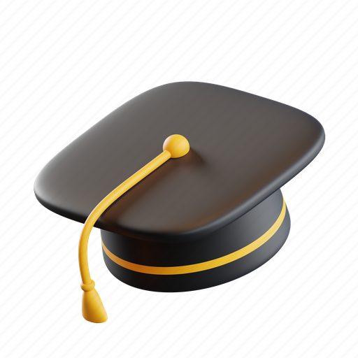 Mortarboard, graduation-cap, education, books, online, college, success 3D illustration - Download on Iconfinder