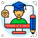 online, student, graduate, scholar, tutee, sophomore
