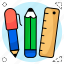 stationary, pencil, pen, ruler, education 