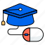 digital, education, online, mortarboard, hat, mouse 
