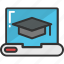 e learning, laptop, mortarboard, pc, technology 