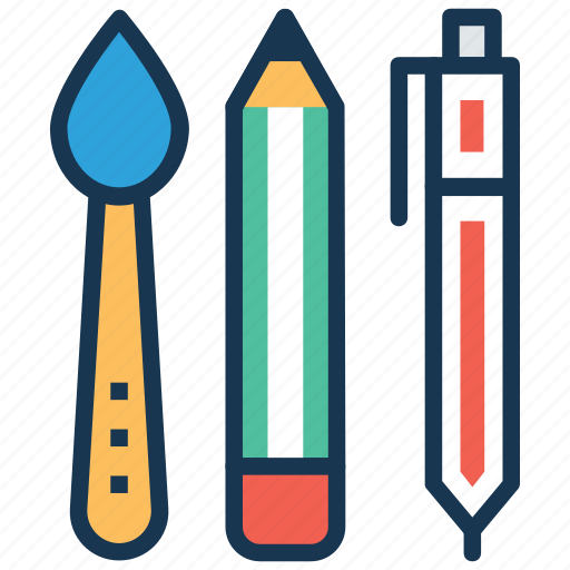 Back to school, ballpen, paint brush, pencil, stationery icon - Download on Iconfinder